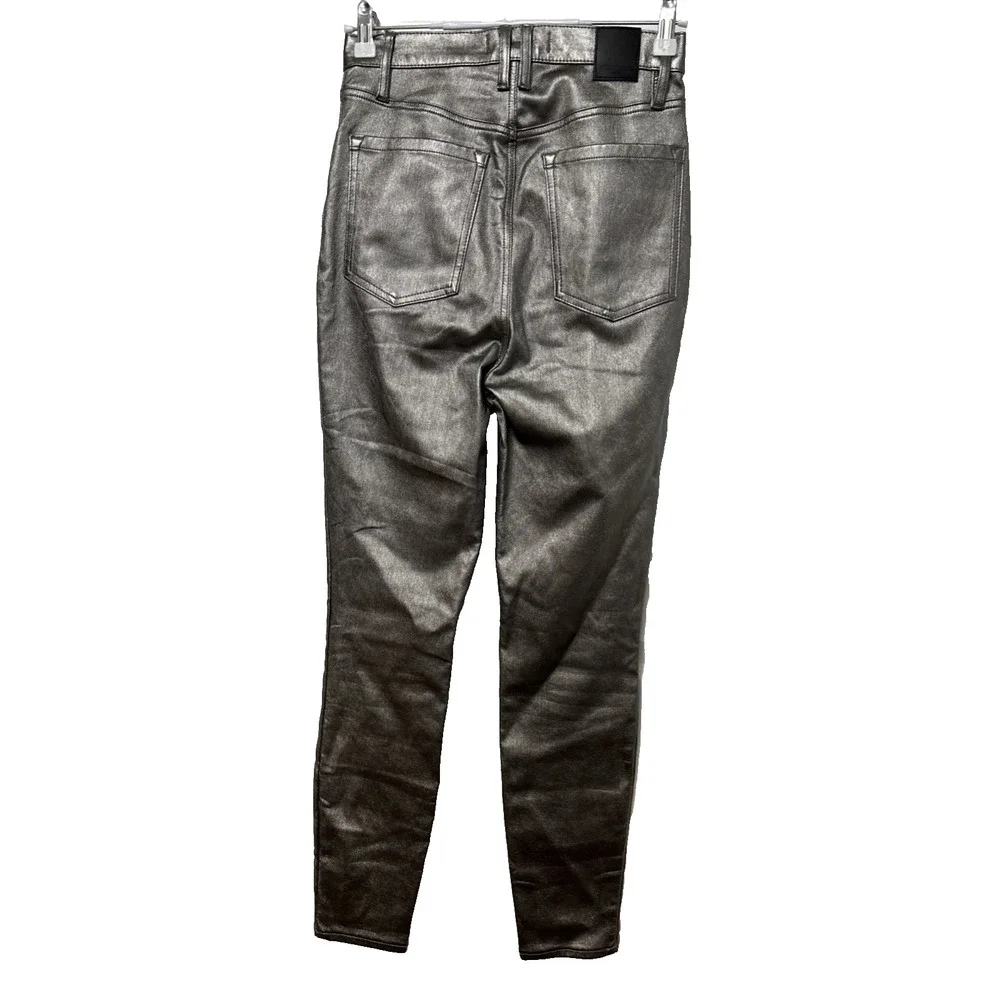 We The Free Women's 28 High Waist Button Fly‎ Metallic Pants Jeggings Retro Sexy